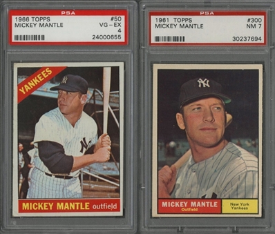 1961 and 1966 Topps Mickey Mantle PSA-Graded Collection (2 Different)